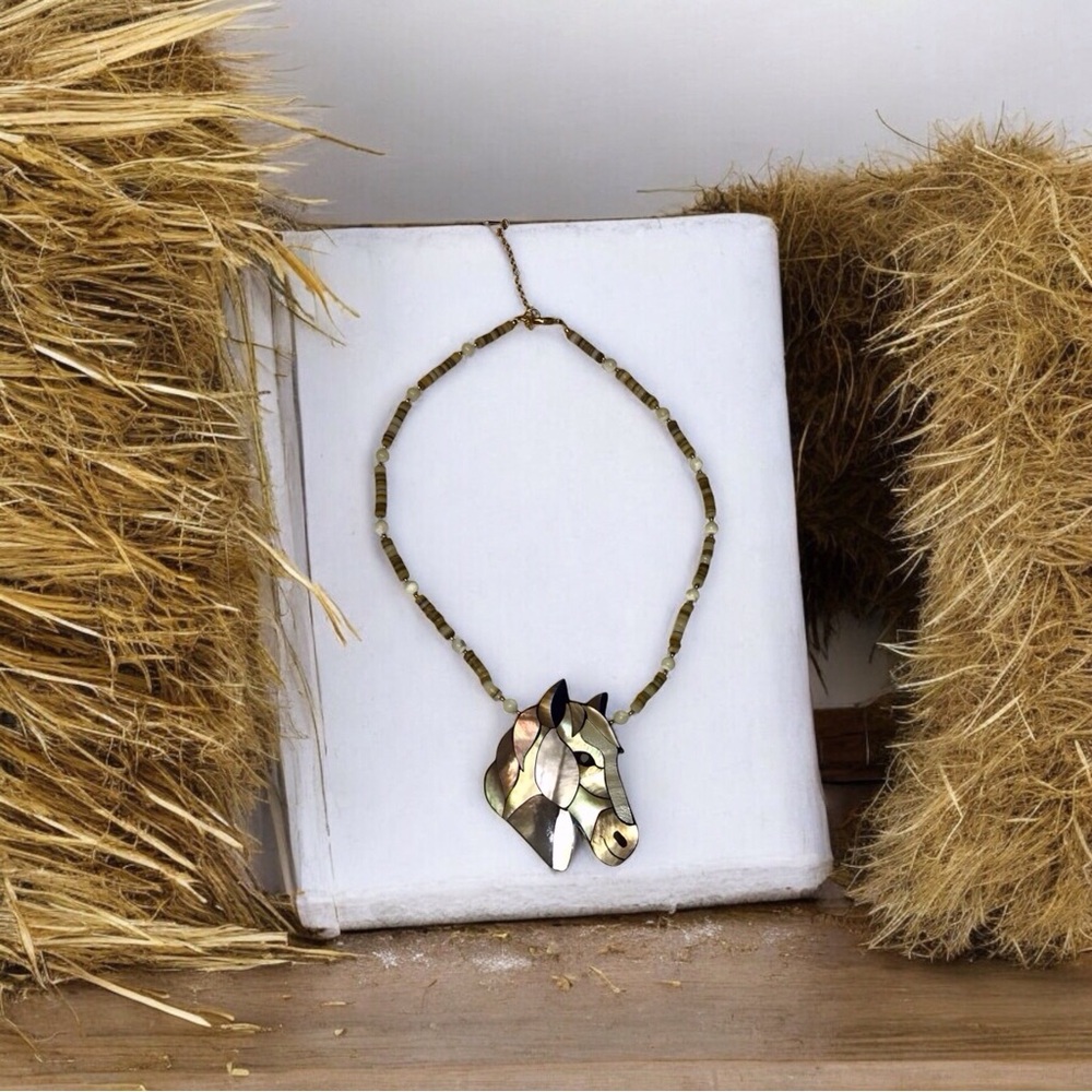 Vintage Horse Head Mosaic Necklace